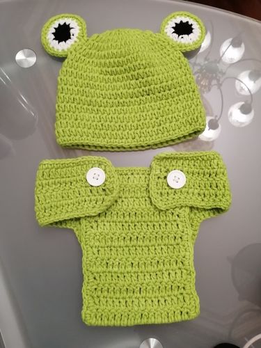 0-12 Months Frog Crochet Pattern Baby Beanie + Bloomer Set photo review