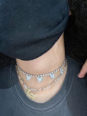 Anyells Fashionable Sparkly Silver Butterfly Choker Necklace photo review