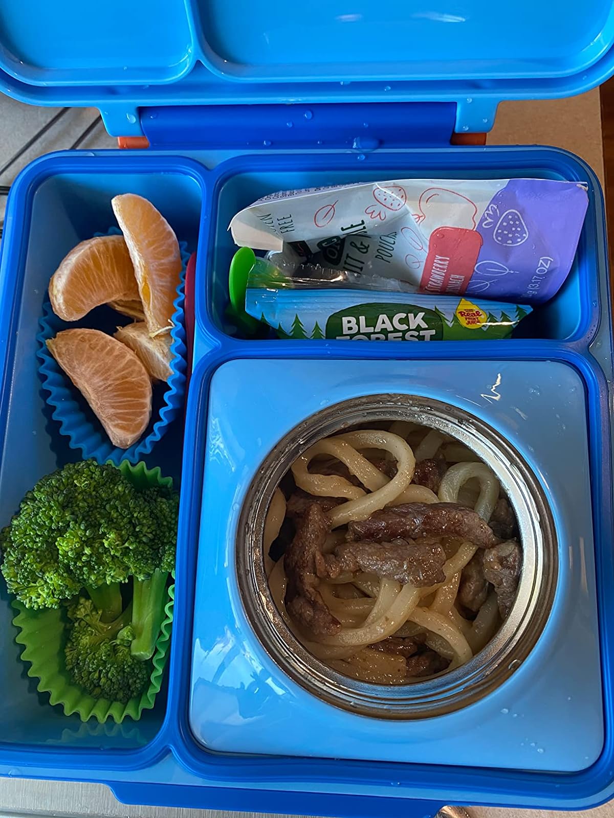 Bento-Box für Kinder, isolierte Bento-Lunchbox mit auslaufsicherem Thermosbehälter, 3 Fächer photo review