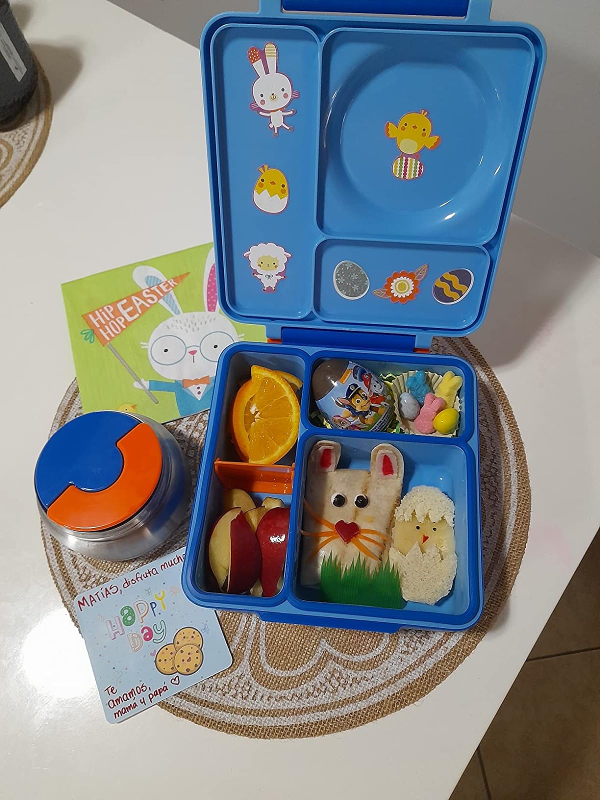 Bento-Box für Kinder, isolierte Bento-Lunchbox mit auslaufsicherem Thermosbehälter, 3 Fächer photo review