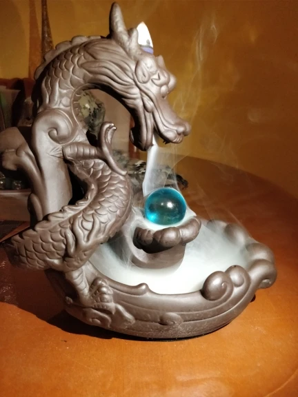 Dragon With The Gem Aromatherapy Waterfall Incense Burner For Gift, Home And Office With 20 Incense photo review