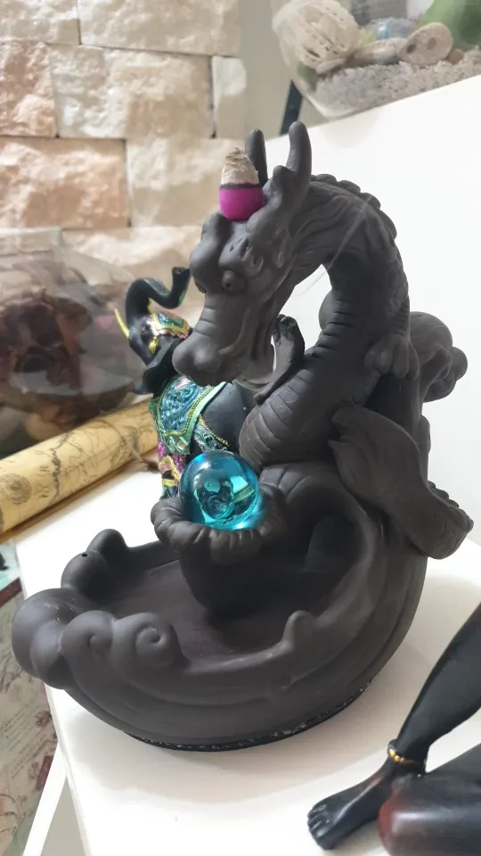 Dragon With The Gem Aromatherapy Waterfall Incense Burner For Gift, Home And Office With 20 Incense photo review