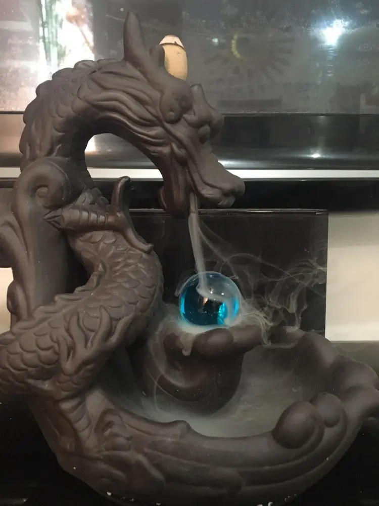 Dragon With The Gem Aromatherapy Waterfall Incense Burner For Gift, Home And Office With 20 Incense photo review