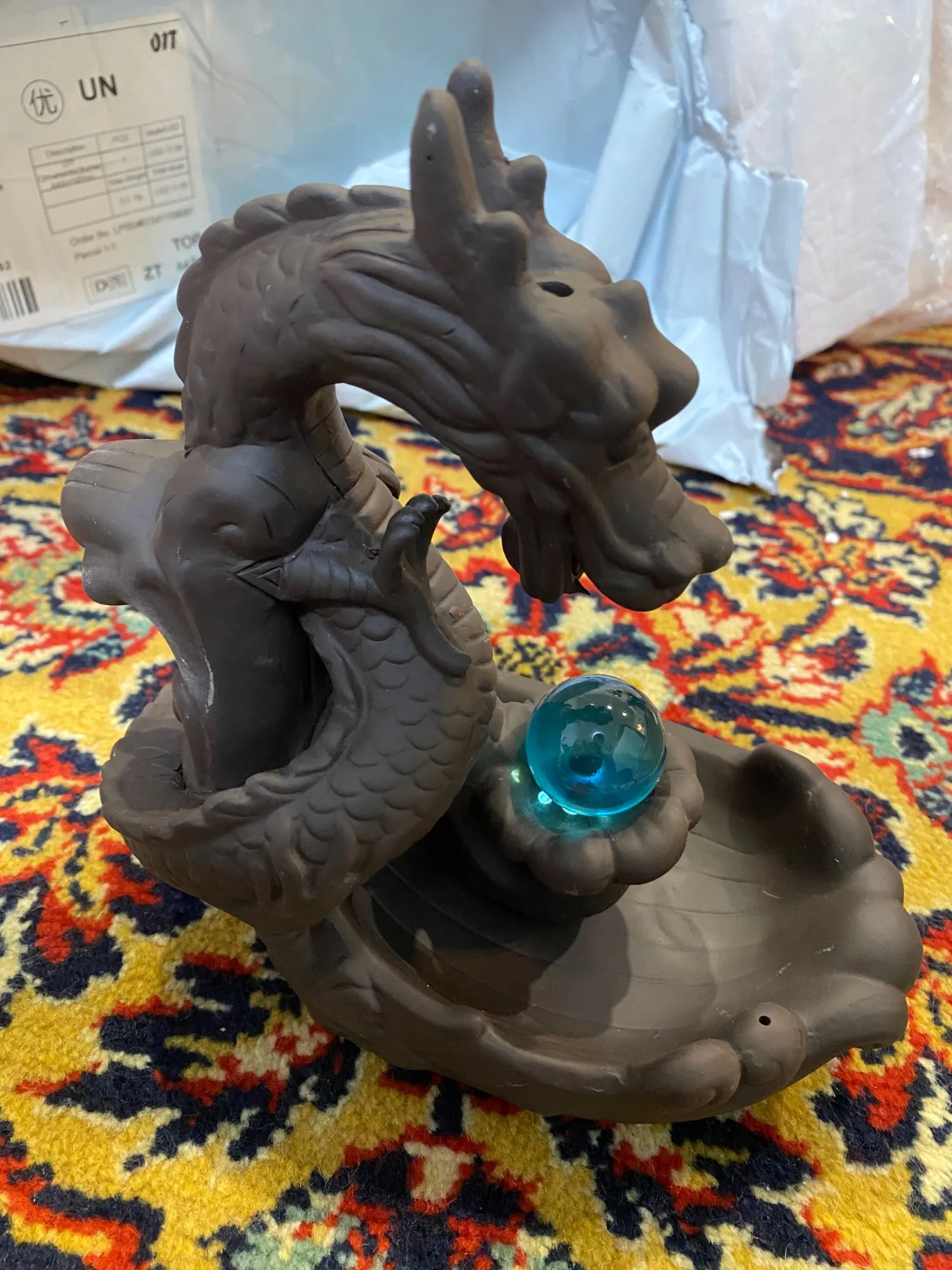 Dragon With The Gem Aromatherapy Waterfall Incense Burner For Gift, Home And Office With 20 Incense photo review