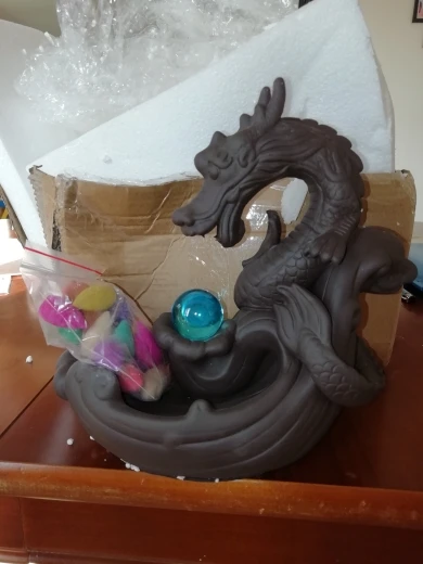 Dragon With The Gem Aromatherapy Waterfall Incense Burner For Gift, Home And Office With 20 Incense photo review