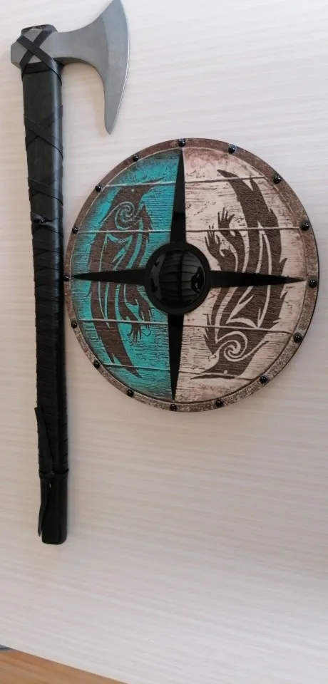 Eivor Valhalla Raven War Pattern Viking Shield photo review