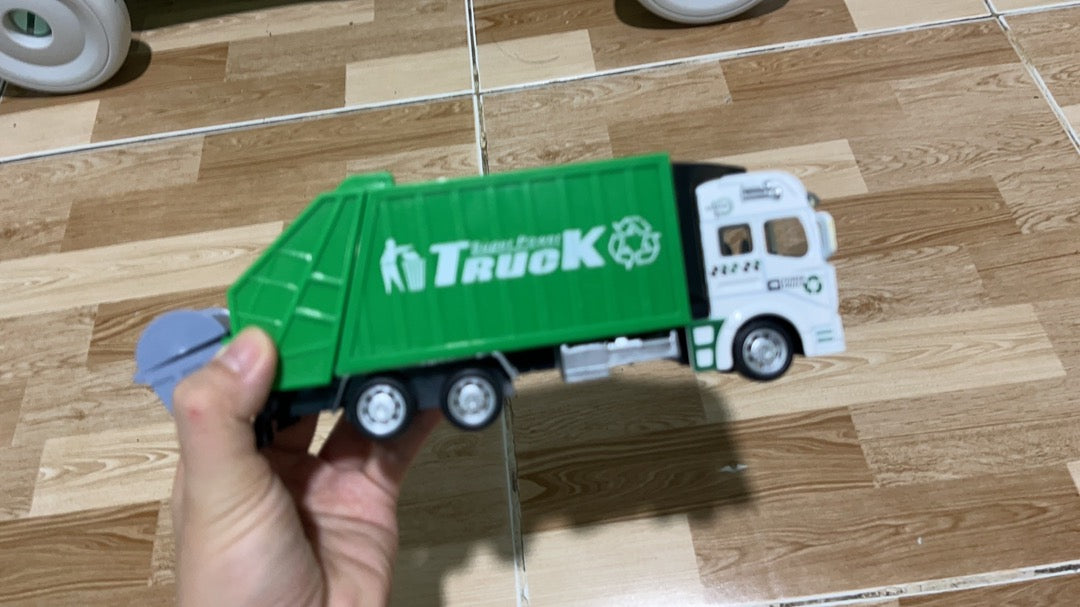 Garbage Truck Toy Friction-Powered Waste Management Recycling Truck Toy Set photo review