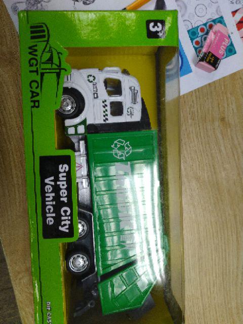 Garbage Truck Toy Friction-Powered Waste Management Recycling Truck Toy Set photo review