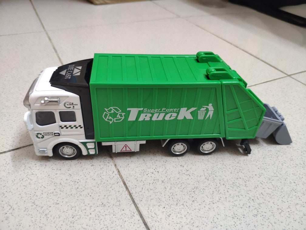 Garbage Truck Toy Friction-Powered Waste Management Recycling Truck Toy Set photo review