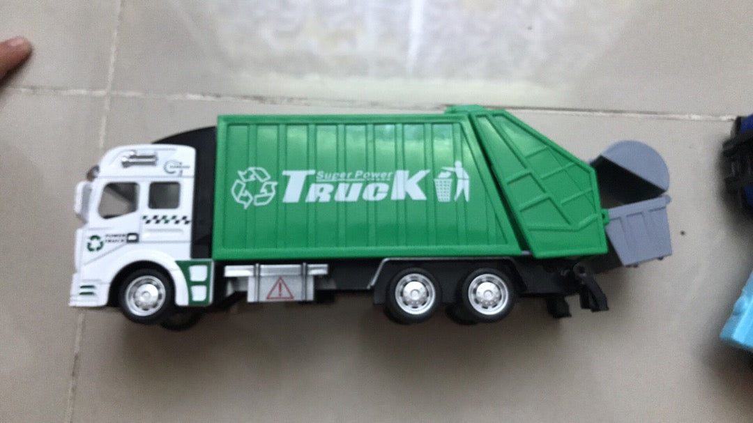 Garbage Truck Toy Friction-Powered Waste Management Recycling Truck Toy Set photo review