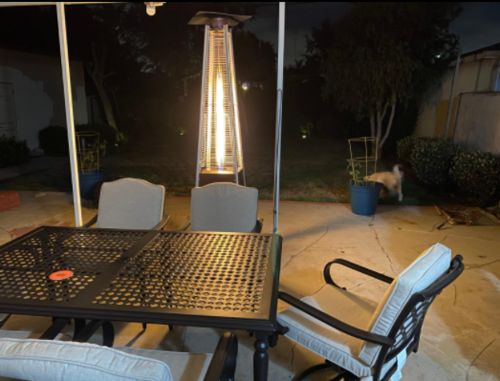 Premium-Terrassenheizungsabdeckung für den Außenbereich, Propangas-Heizung, Gas-Feuerstelle, Röhrenlampe photo review