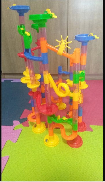 Marble Run Sets For Kids - 105 Pieces Marble Race Track Marble Maze Madness Game Stem Building Tower photo review